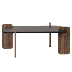 Table basse carrée décor marbré noir et noyer MARFA