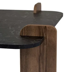 Table basse carrée décor marbré noir et noyer MARFA