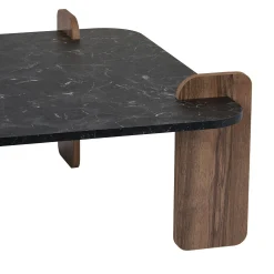 Table basse carrée décor marbré noir et noyer MARFA