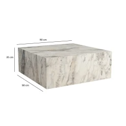 Table basse carrée design effet marbre blanc MARFA