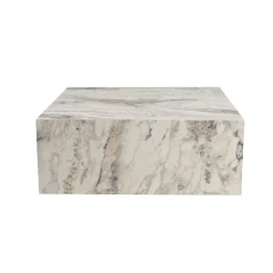 Table basse carrée design effet marbre blanc MARFA