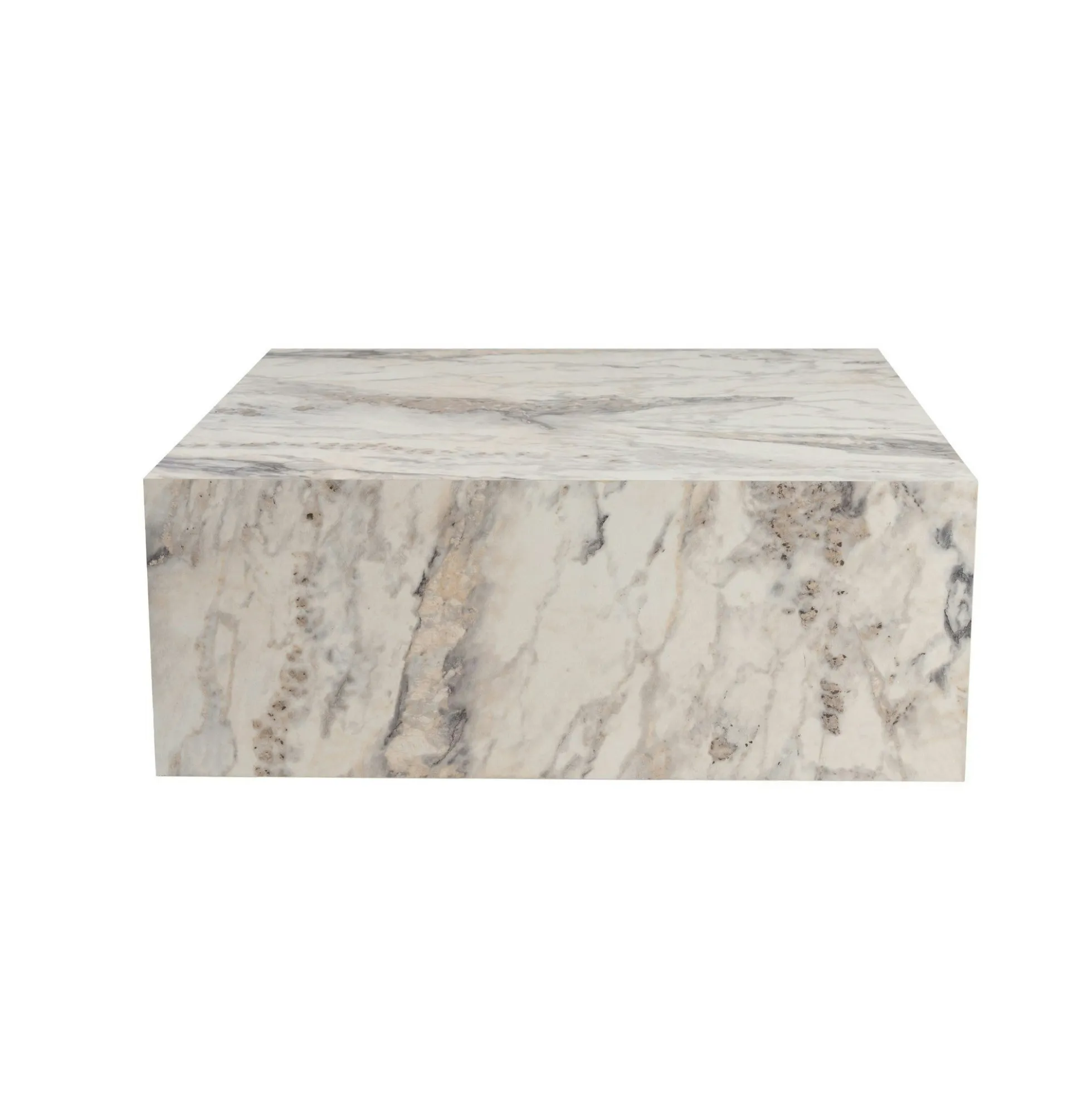Table basse carrée design effet marbre blanc MARFA