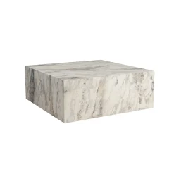 Table basse carrée design effet marbre blanc MARFA