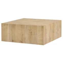 Table basse carrée effet bois clair roulettes invisibles MARFA