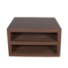 Table basse carrée effet noyer avec rangement MONTARO