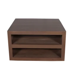 Table basse carrée effet noyer avec rangement MONTARO