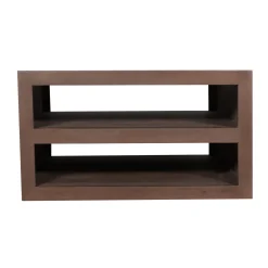 Table basse carrée effet noyer avec rangement MONTARO