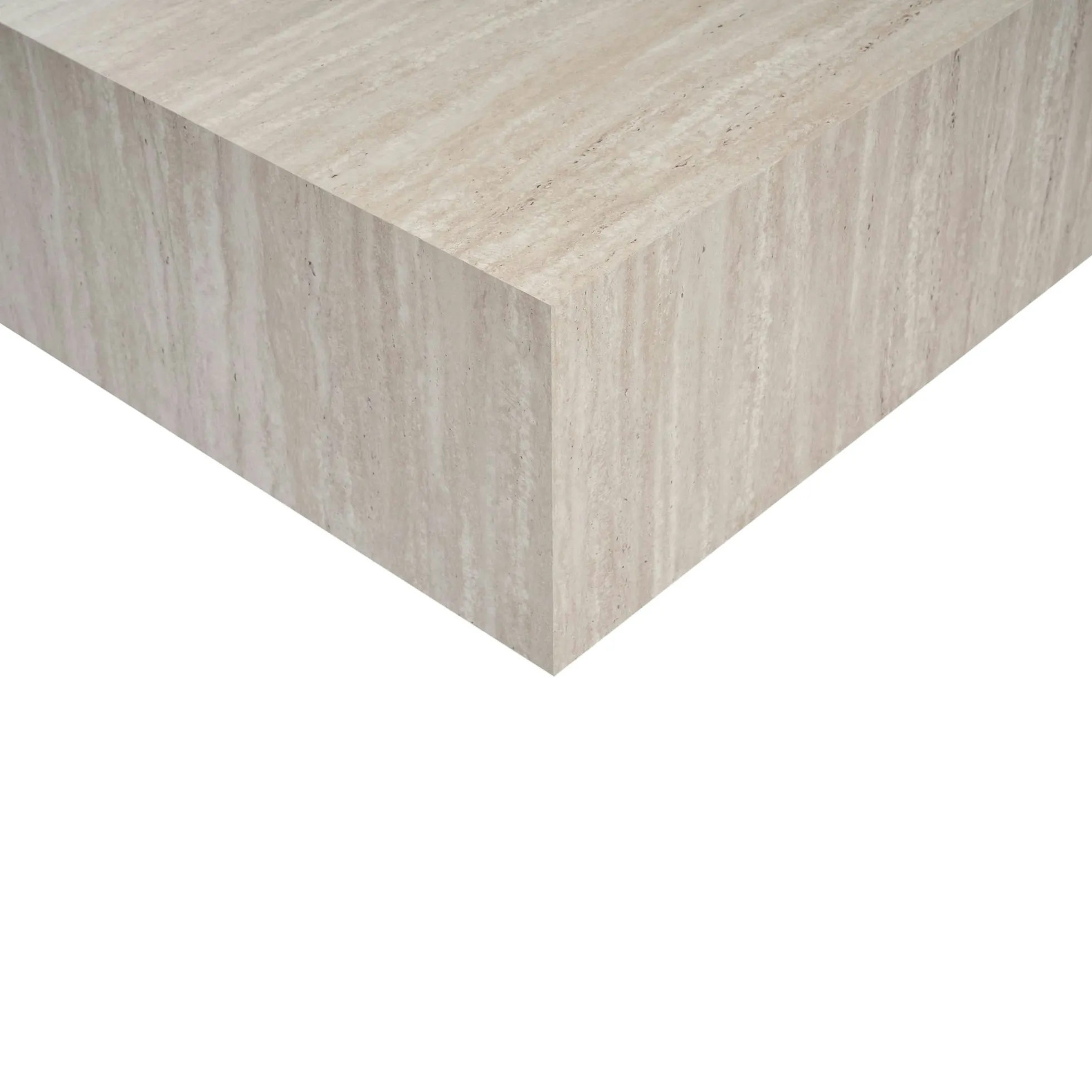 Table basse carrée effet travertin roulettes invisibles MARFA