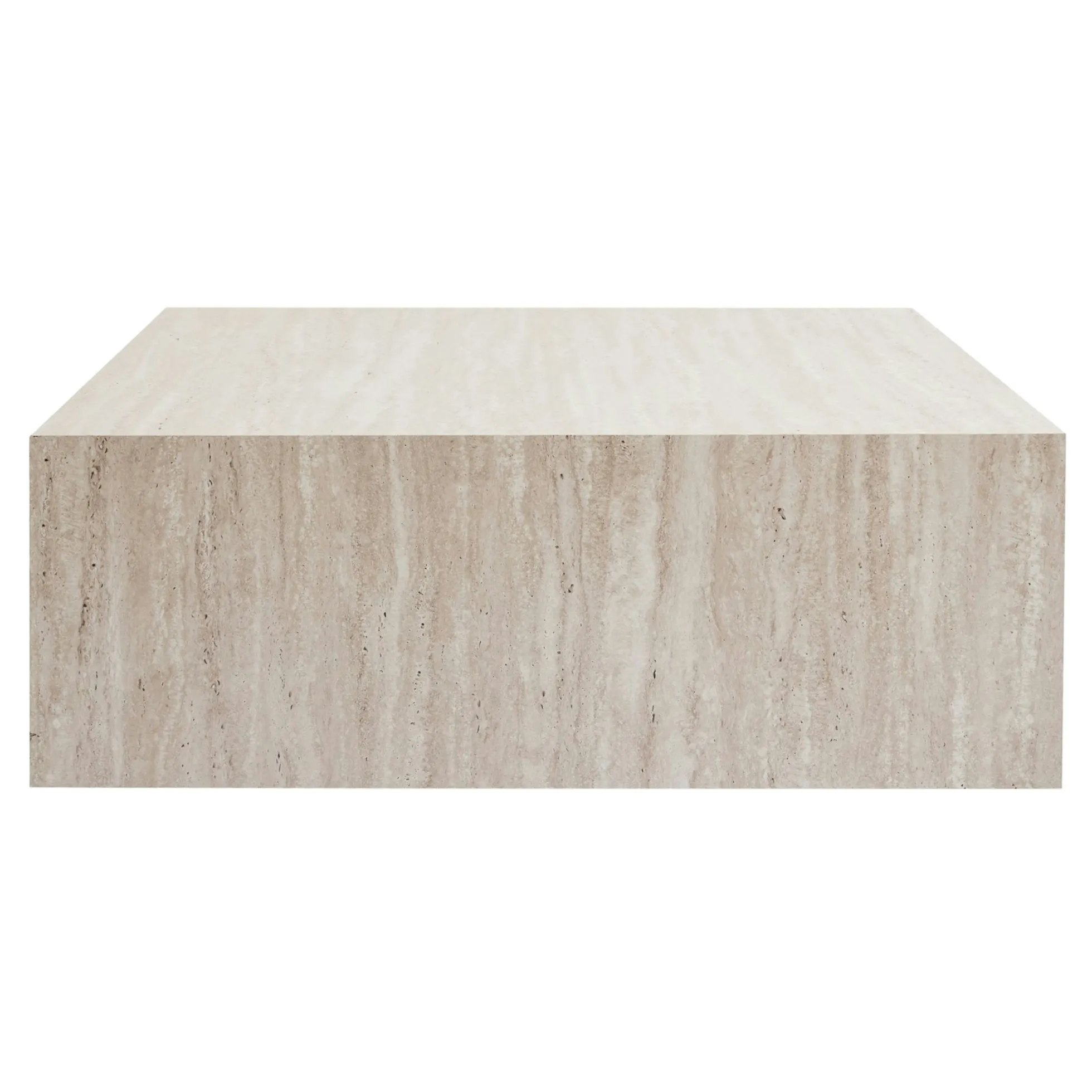 Table basse carrée effet travertin roulettes invisibles MARFA