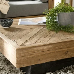 Table basse carrée en bois de pin recyclé DENVER