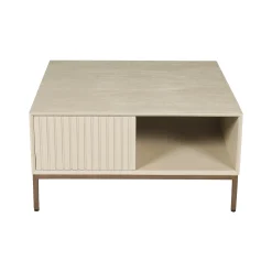 Table basse carrée en bois sable 2 tiroirs CORTINA