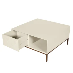 Table basse carrée en bois sable 2 tiroirs CORTINA