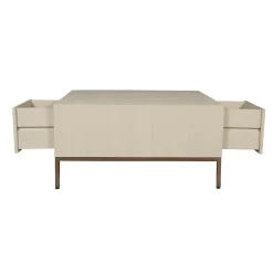 Table basse carrée en bois sable 2 tiroirs CORTINA