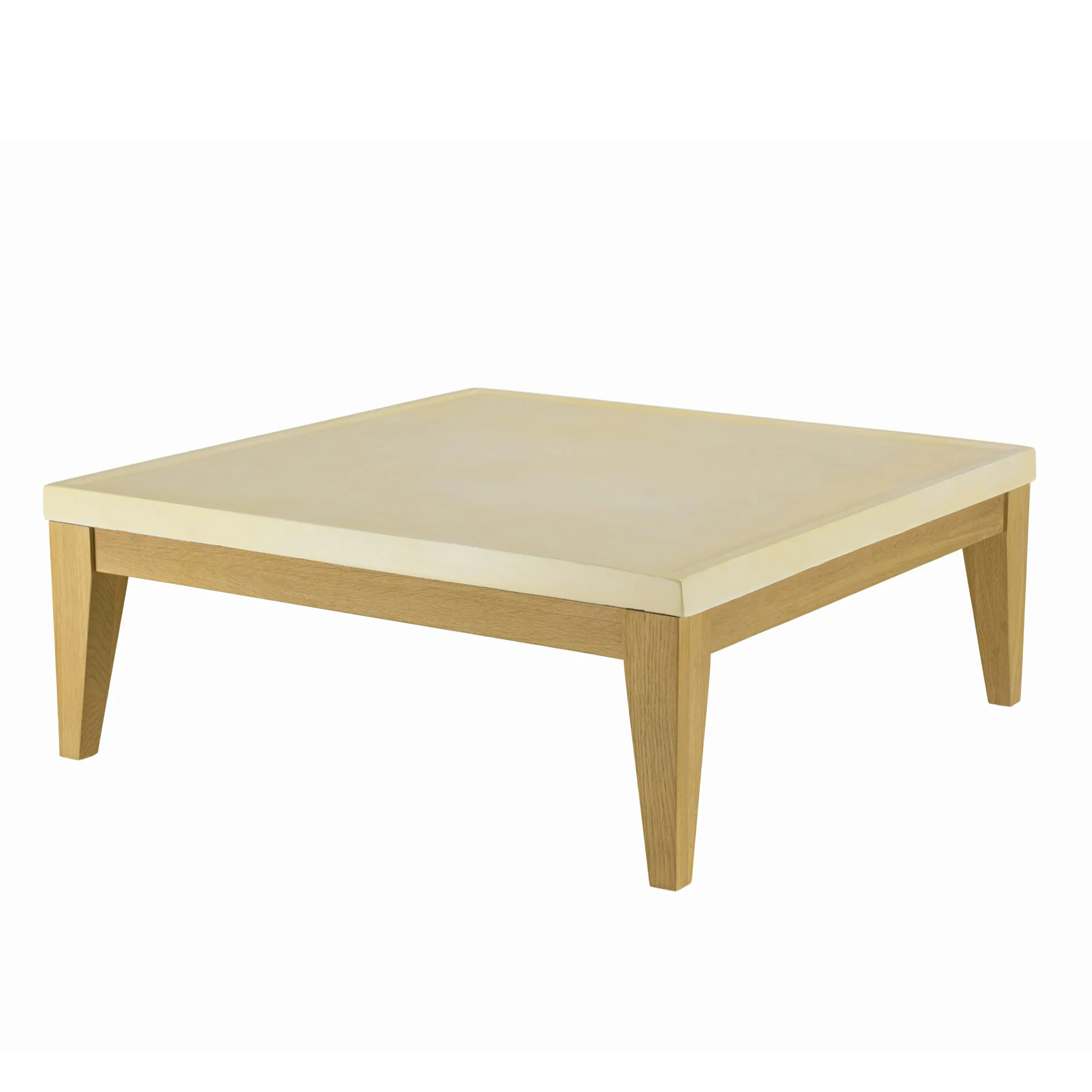 Table basse carrée en béton et chêne 80 cm BRASILIA