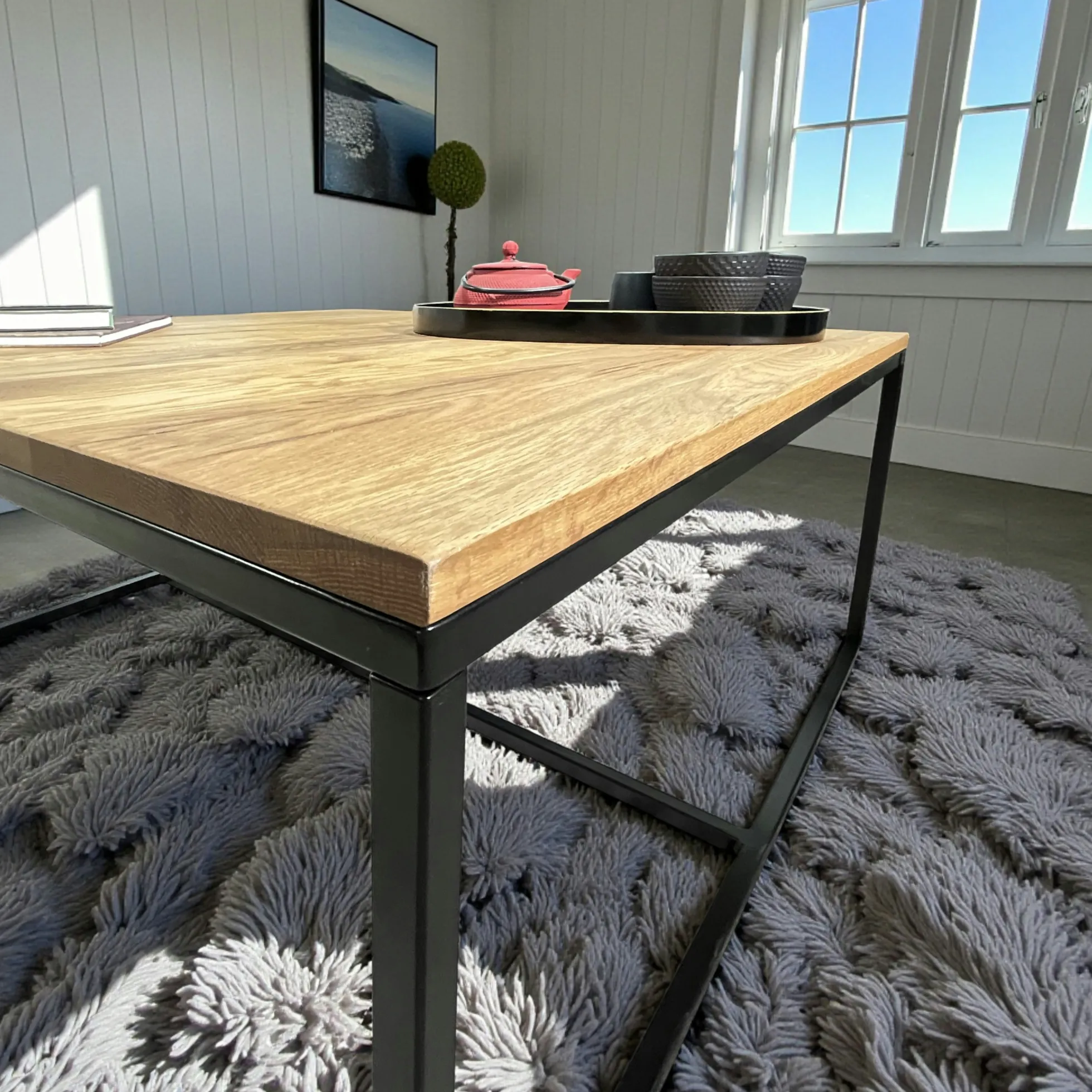 Table basse carrée en chêne massif huilé 100 X 100 PALERME