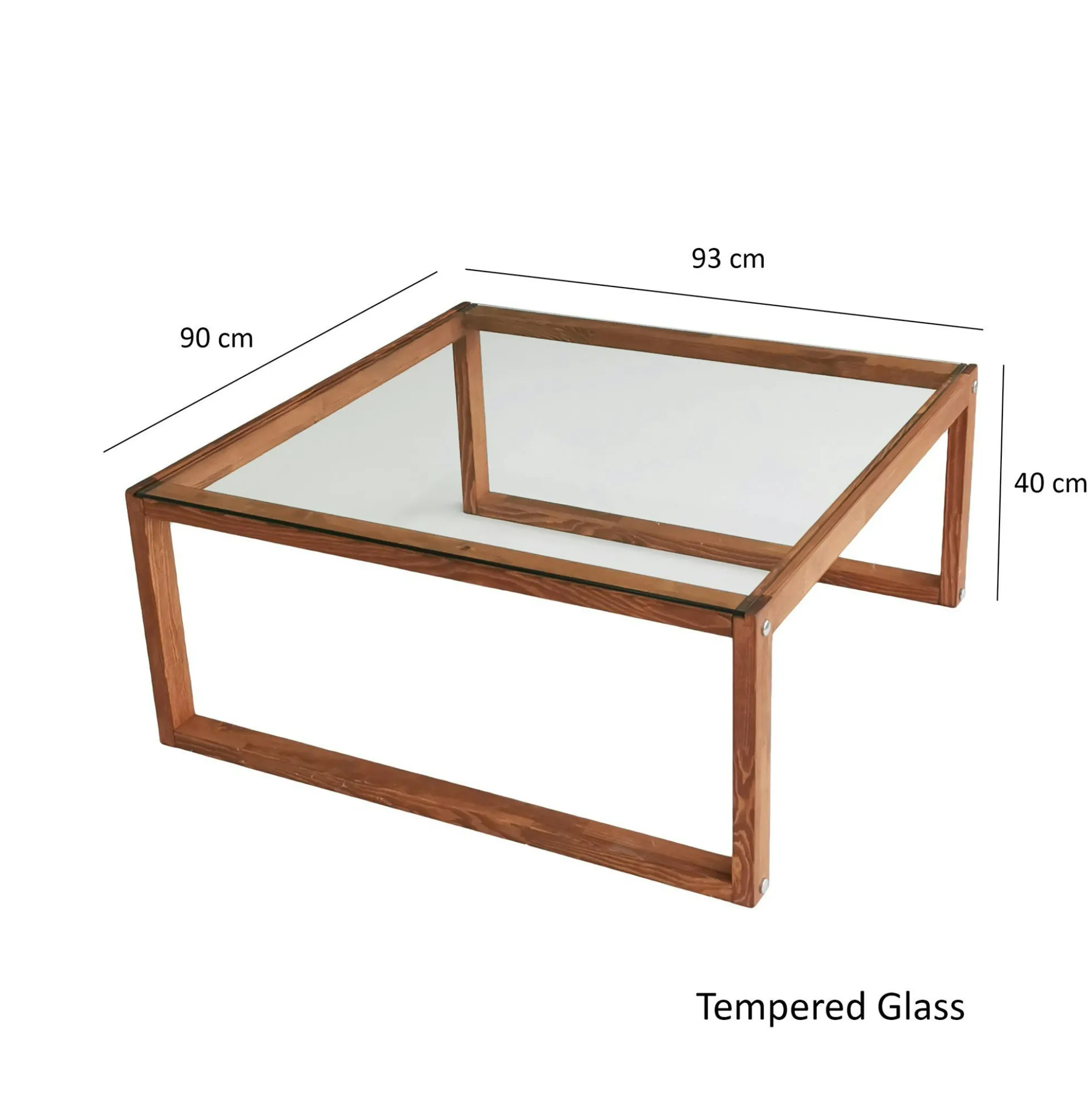 Table basse carrée en verre et bois brun LHASA