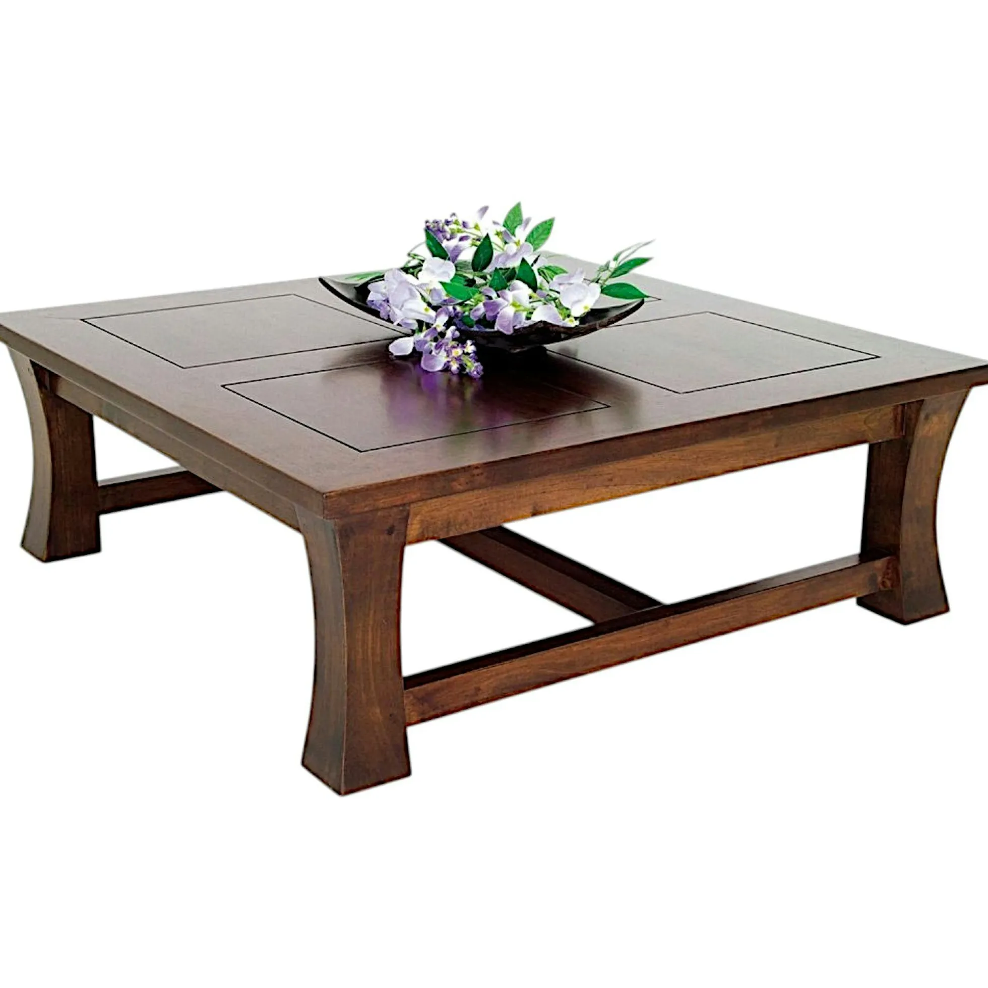 Table basse carrée hévéa 85cm MAORI