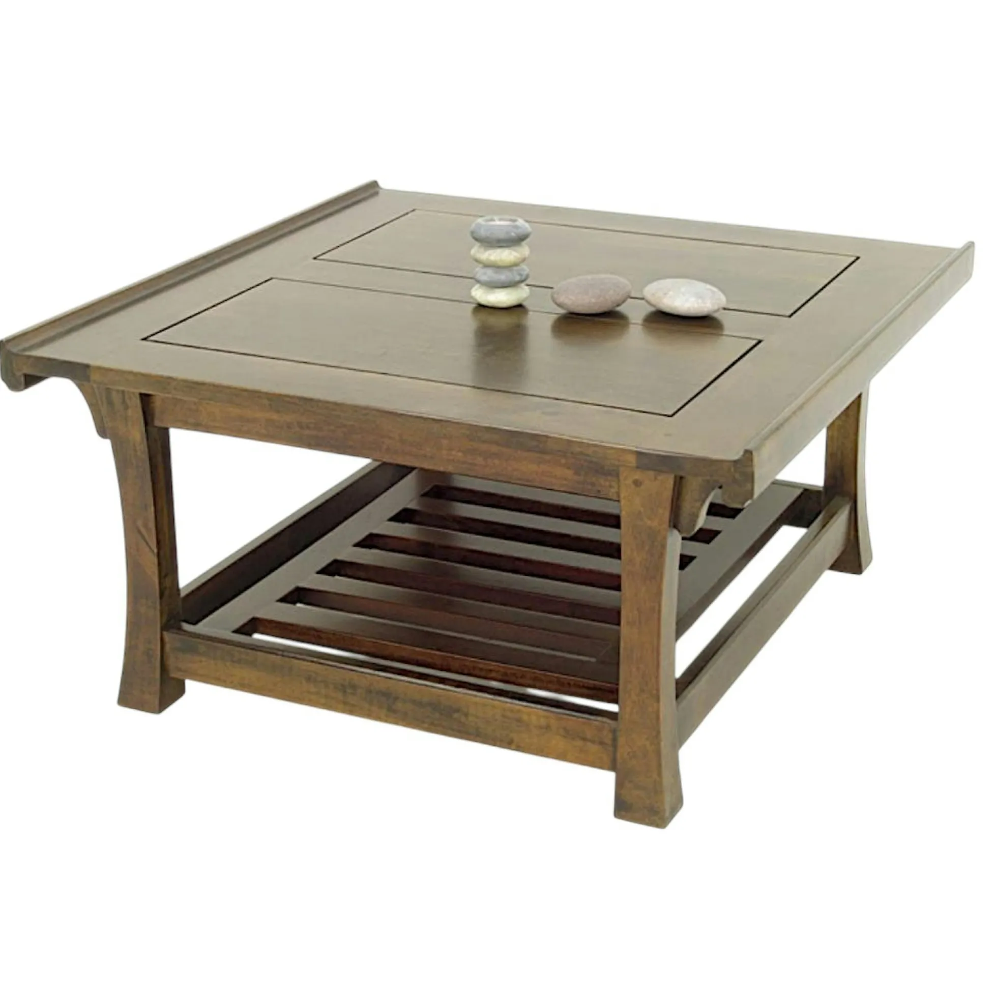 Table basse carrée hévéa 80x80x41cm MAORI