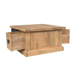 Table basse carrée industrielle moderne avec rangements CEYLAN