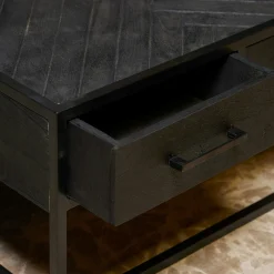 Table basse carrée noire en bois avec rangement ALVERA