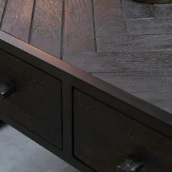 Table basse carrée noire en bois avec rangement ALVERA