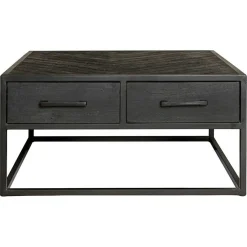 Table basse carrée noire en bois avec rangement ALVERA
