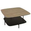 Table basse carrée 2 plateaux angles arrondis LANDAISE