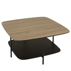 Table basse carrée 2 plateaux angles arrondis LANDAISE