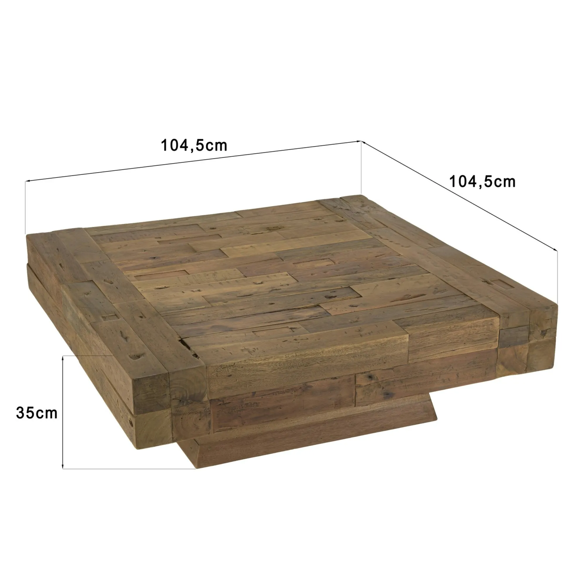 Table basse carrée poutre en teck massif MATT