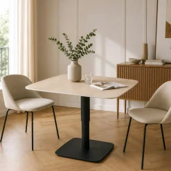 Table basse carrée relevable céramique effet chêne LUGANO