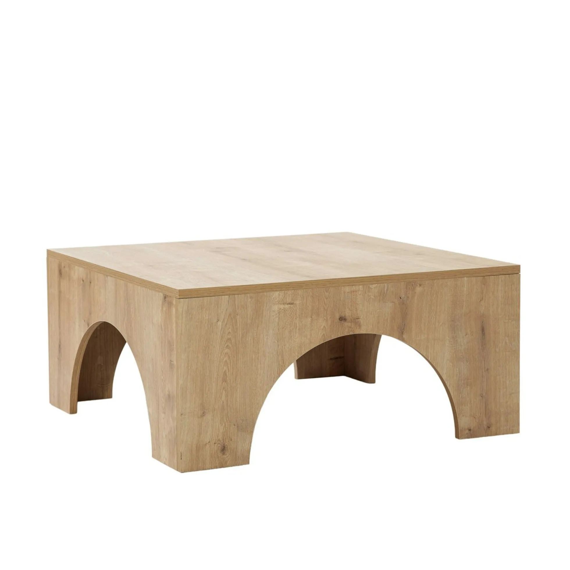 Table basse carrée structure effet bois à arches SALTA