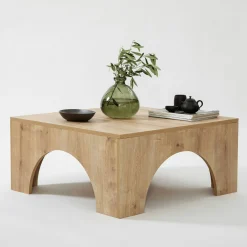 Table basse carrée structure effet bois à arches SALTA