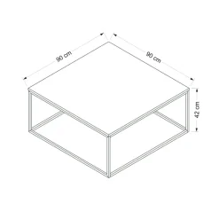 Table basse carrée style minimaliste effet noyer JENA