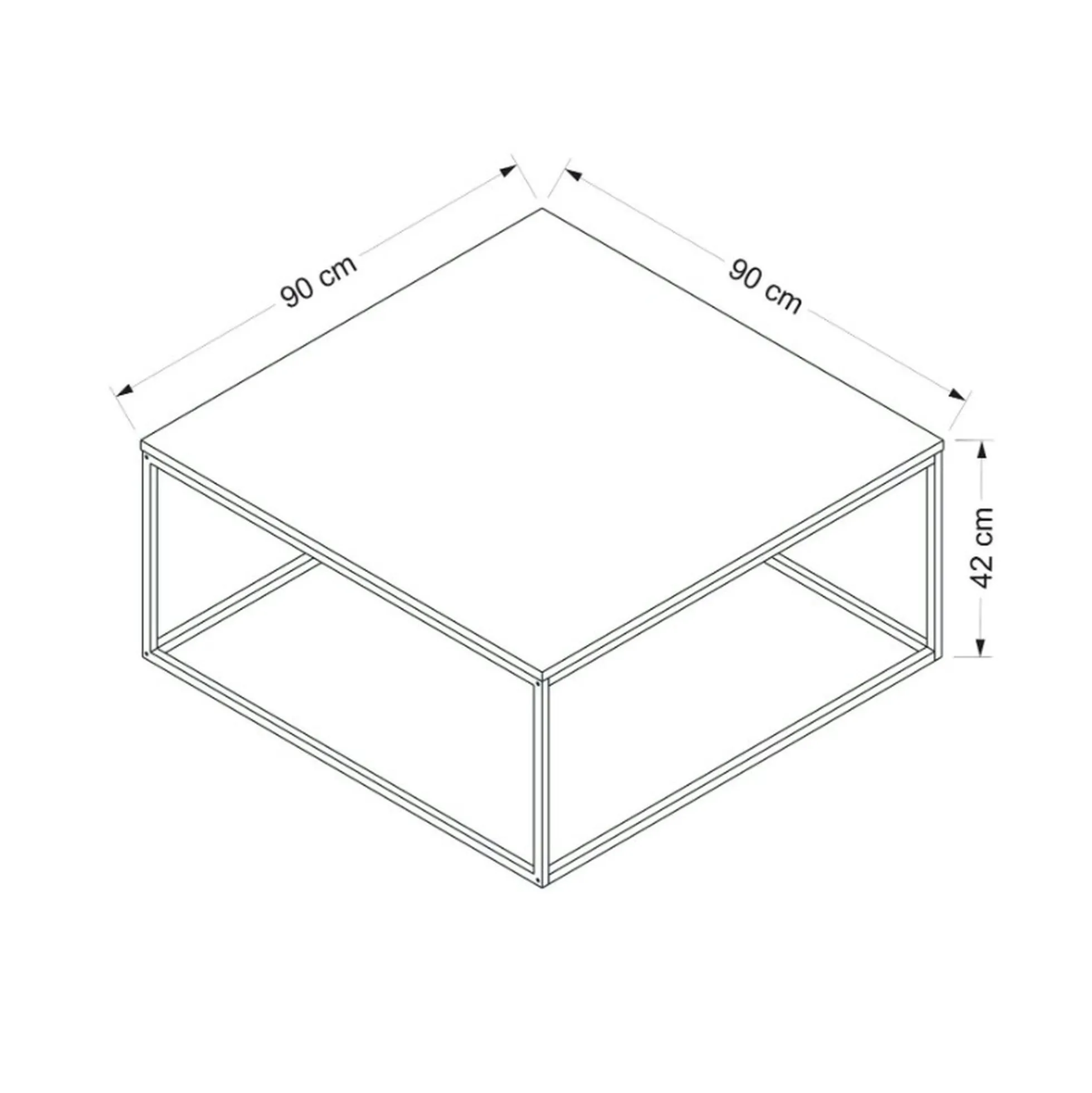 Table basse carrée style minimaliste effet noyer JENA