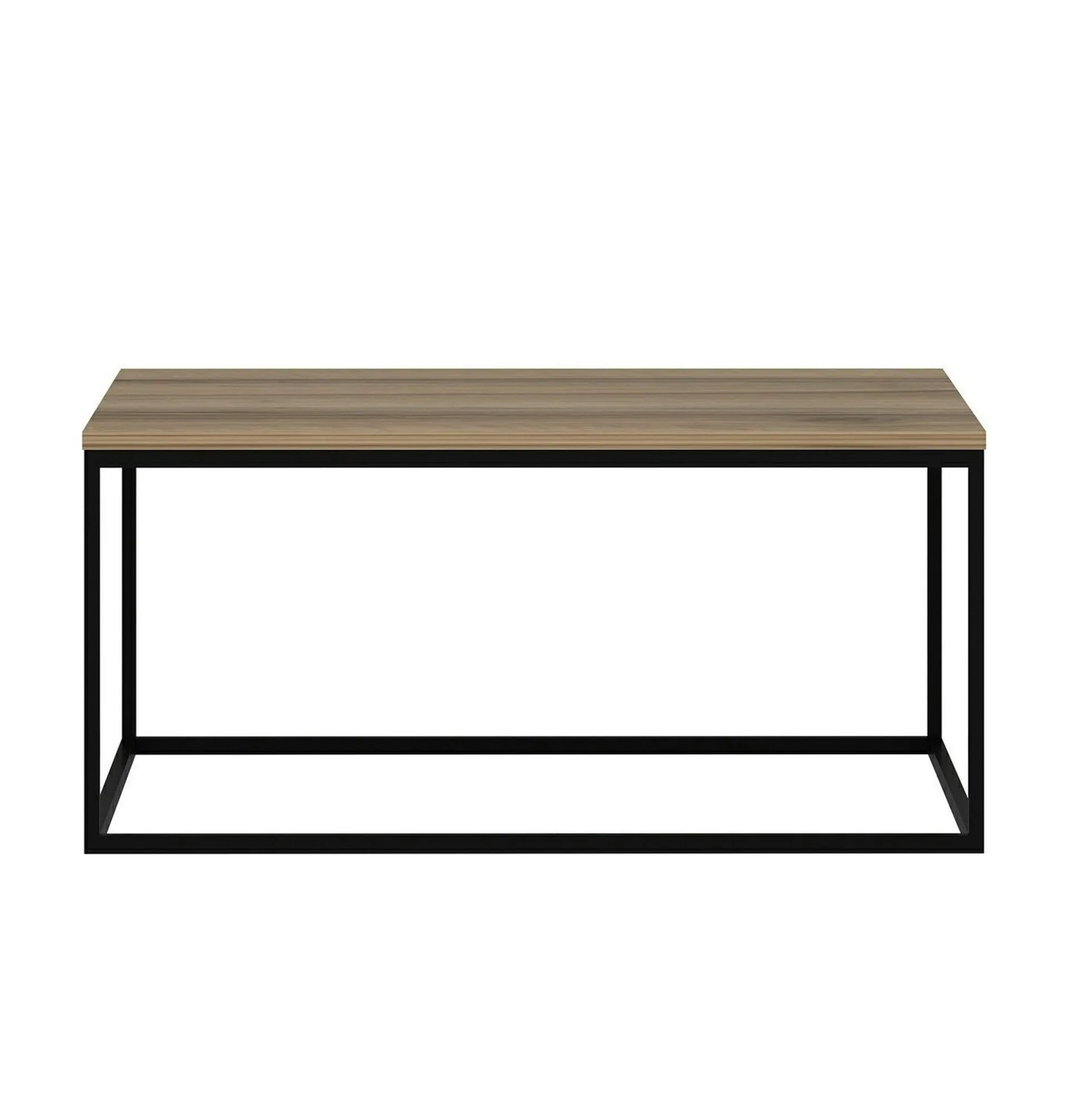 Table basse carrée style minimaliste effet noyer JENA