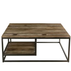 Table basse carrée teck recyclé tablettes SWING