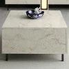 Table basse carrée travertin avec coffre de rangement AURA