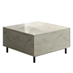 Table basse carrée travertin avec coffre de rangement AURA