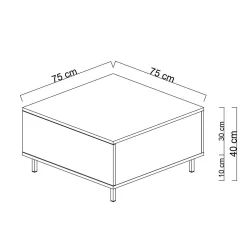 Table basse carrée travertin avec coffre de rangement AURA