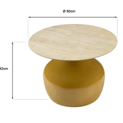 Table basse 60cm plateau en céramique pied fer camel ELORA