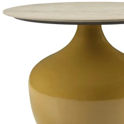 Table basse 60cm plateau en céramique pied fer camel ELORA