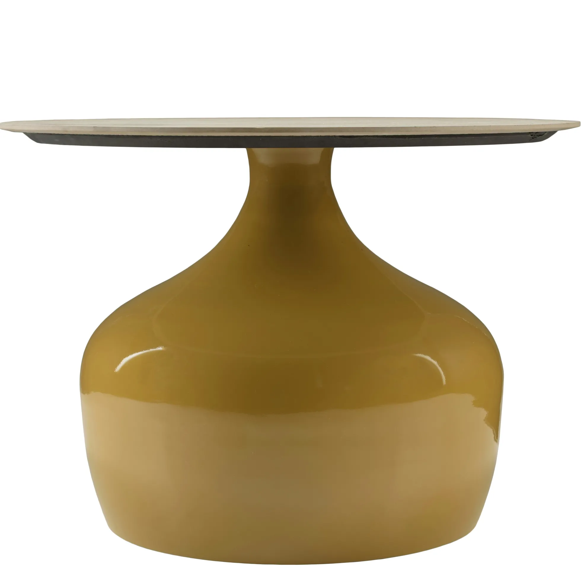 Table basse 60cm plateau en céramique pied fer camel ELORA