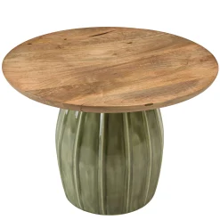 Table basse 60 cm plateau en manguier pied en émail vert TOSCA