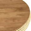 Table basse coffre ronde rotin beige et teck recyclé 81 cm SWING