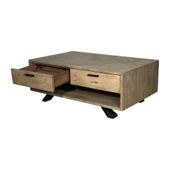 Table basse contemporaine bois recyclé VITTORIA