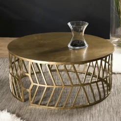 Table basse contemporaine dorée motif flèche ZALA