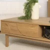 Table basse couleur naturelle 2 tiroirs 2 niches décor motif arrondi ELTON