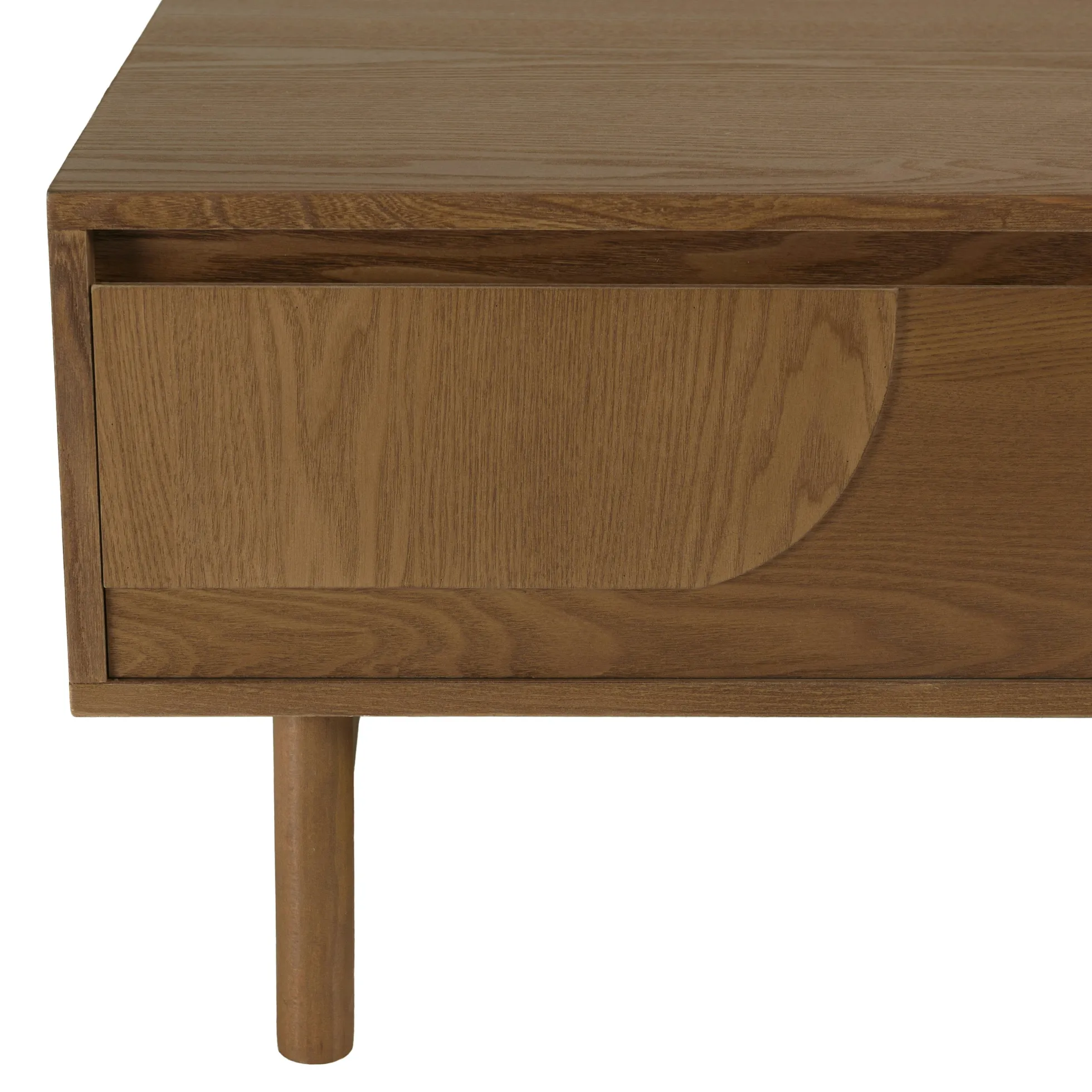 Table basse couleur naturelle 2 tiroirs motif arrondi 2 niches CORIA