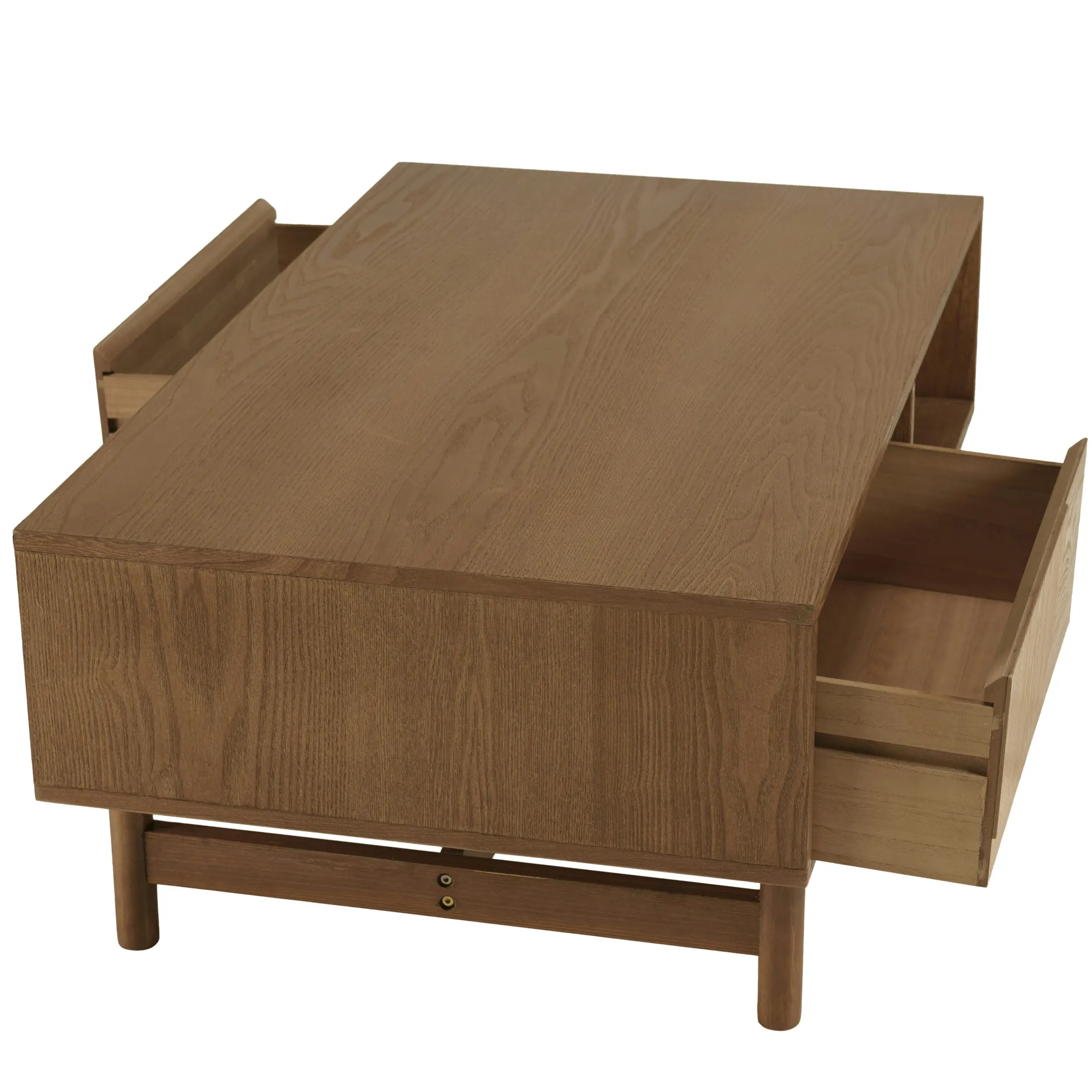 Table basse couleur naturelle 2 tiroirs motif arrondi 2 niches CORIA