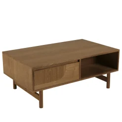 Table basse couleur naturelle 2 tiroirs motif arrondi 2 niches CORIA